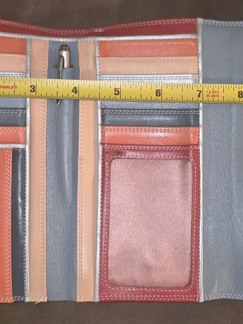 Mywalit | Large Leather Trifold Wallet | Gray Orange Red | 12 Card Slots 👛 - Picture 14 of 15